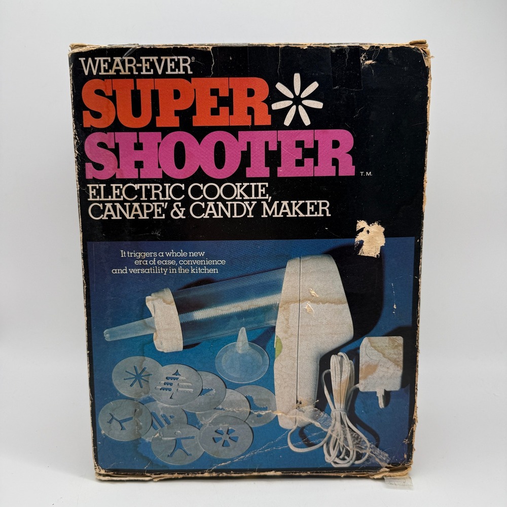 Wear Ever Super Shooter Electric Cookie Press Maker PS-7204 White Vintage Boxed